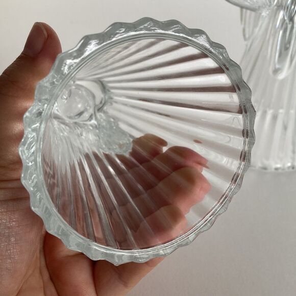 Vintage Clear Glass Lead Crystal Angel Taper Candle Stick Holders Set 2 Holiday - Picture 10 of 15